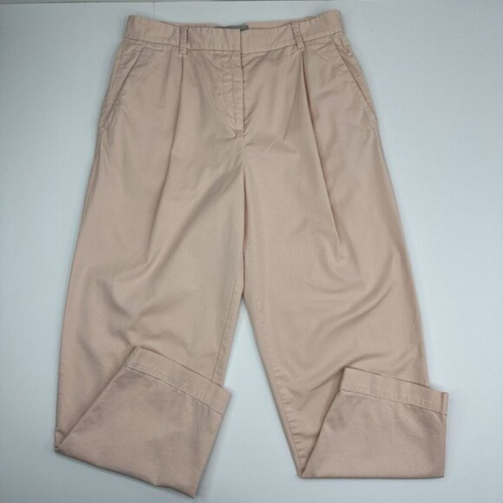 Everlane Womens Pleated Chino Pants Pink High Rise Tapered Size 2 Cotton Stretch